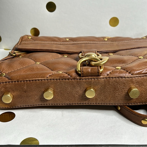 Rebecca Minkoff brown quilted leather crossbody purse bag gold hardware - Picture 9 of 16